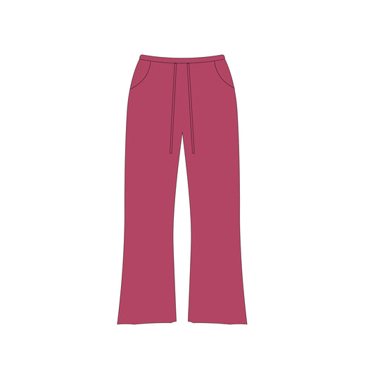 baggy linen pants in Dark red