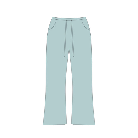 baggy linen pants in Light blue