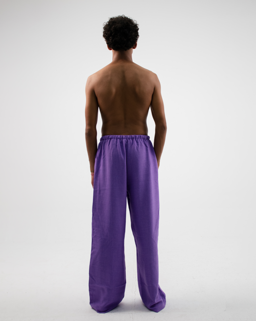 baggy linen pants in light purple