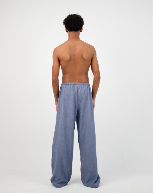 baggy linen pants in Light blue