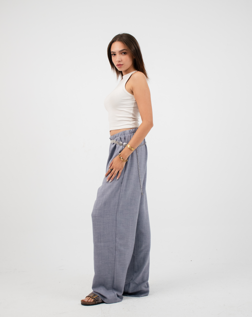 baggy linen pants in Light grey